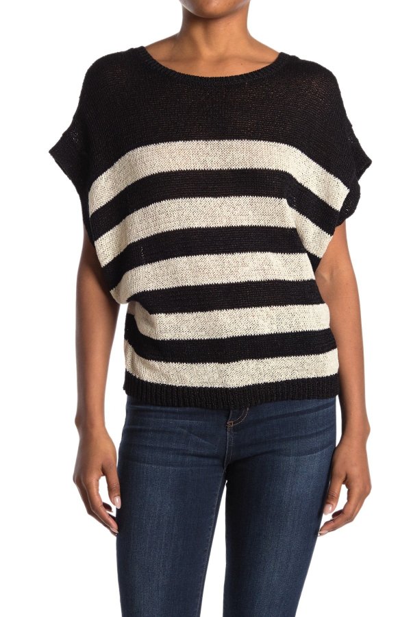 Carova Striped Short Sleeve Sweater