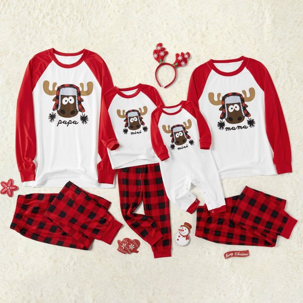 Christmas Deer Pattern Family Matching Pajamas Sets(Flame Resistant)