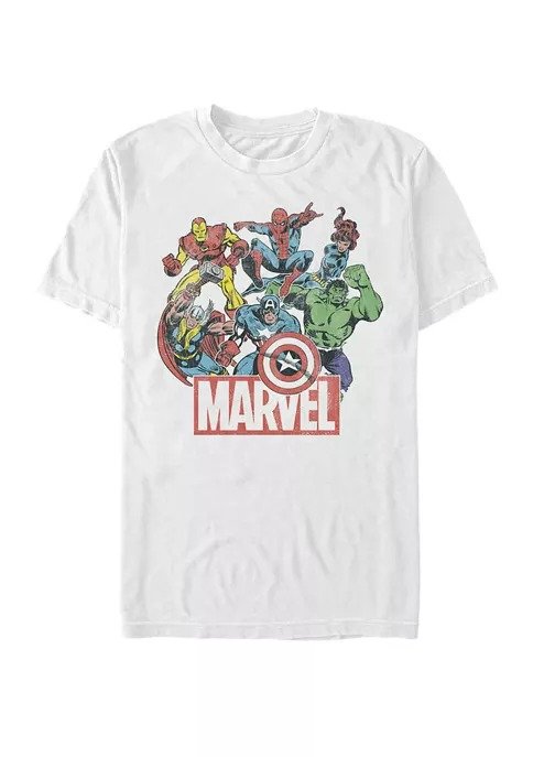 The Avengers Team Retro Comic Short Sleeve Graphic T-Shirt