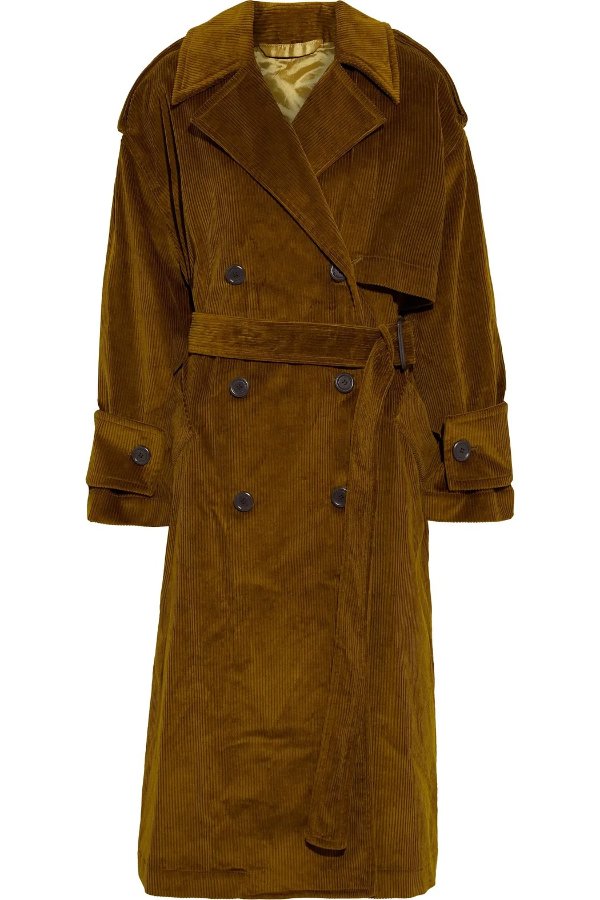 Oversized cotton-corduroy trench coat