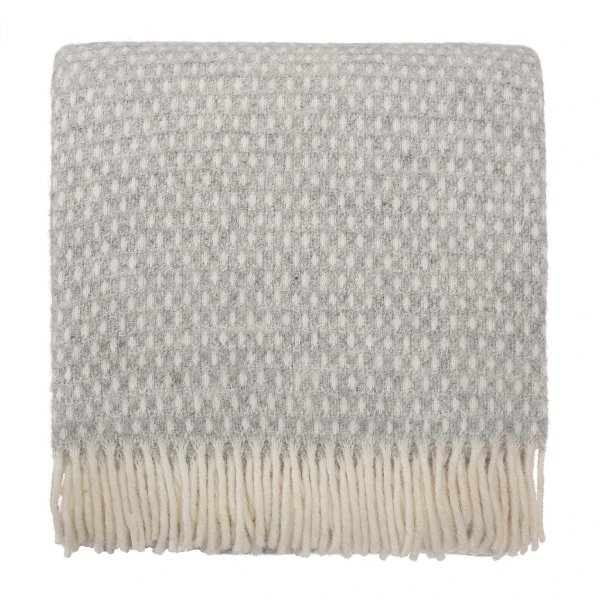 Osele Wool Blanket [Light grey melange/Off-white]
