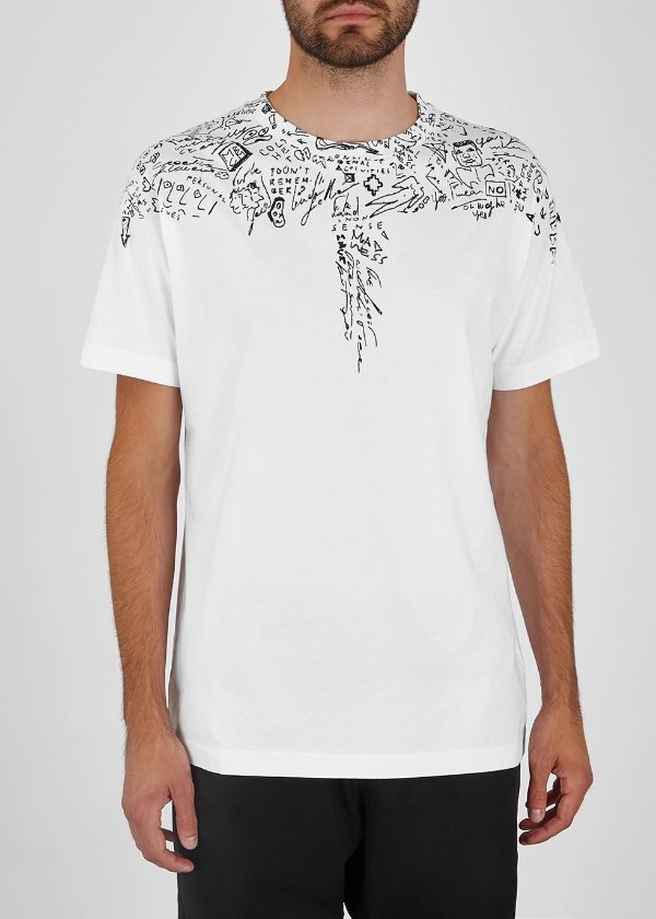 Sketches Wings white printed cotton T-shirt