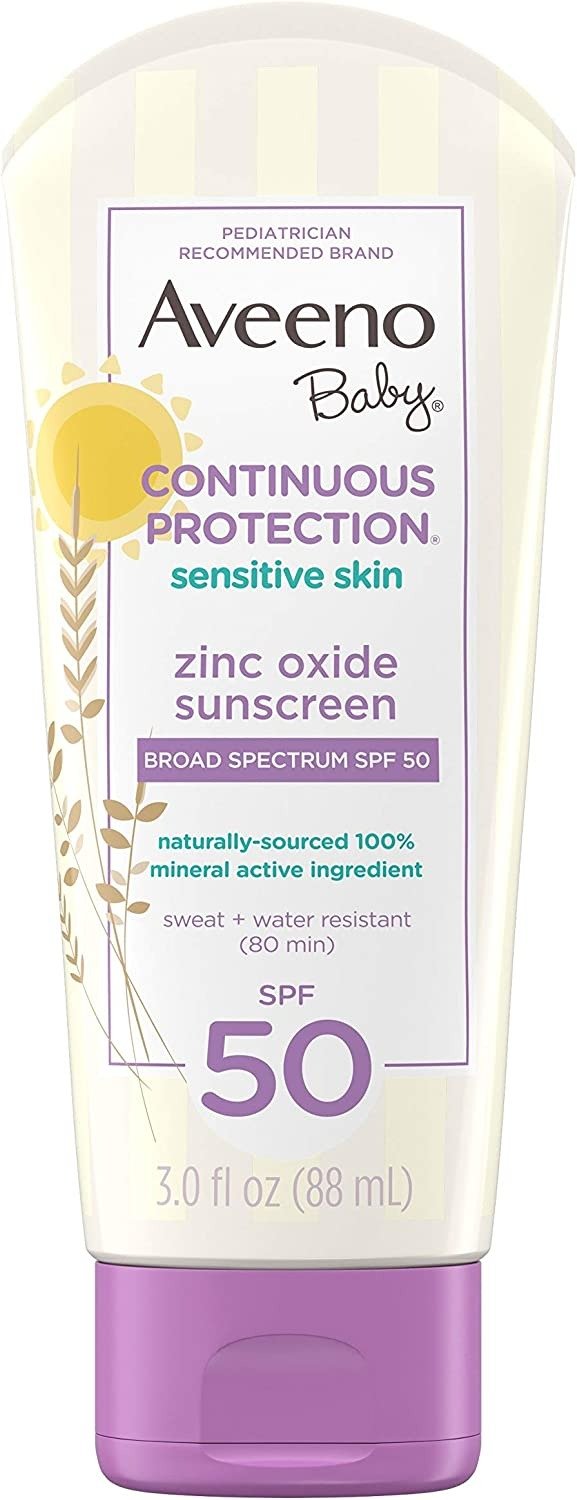 Continuous Protection Zinc Oxide Mineral Sunscreen Lotion With Broad Spectrum SPF 50, Sweat And Water Resistant, 3.0 Fl. Oz