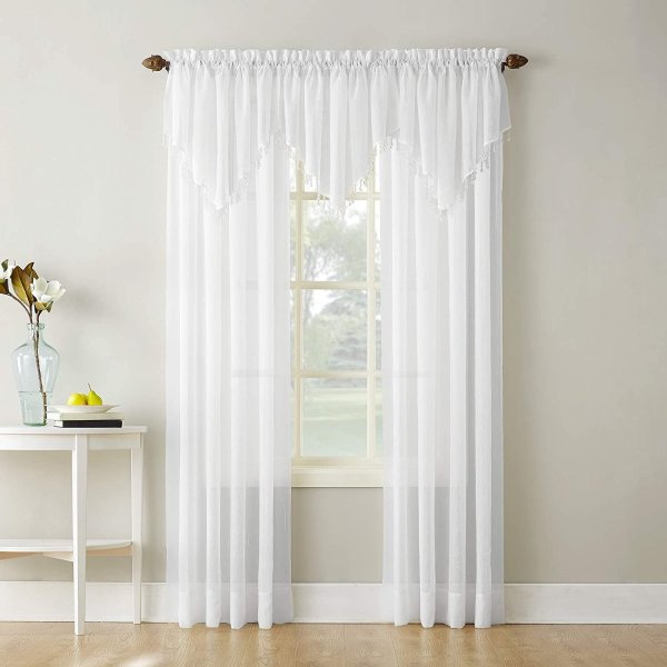 Erica Crushed Texture Sheer Voile Rod Pocket Curtain Panel, 51" x 84", White
