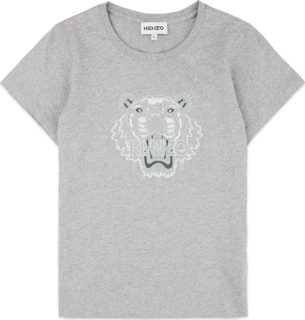 - Flocked Tiger T-Shirt - Pearl Grey