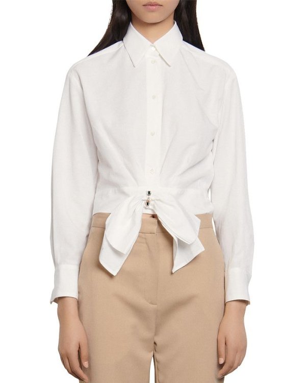 Saul Cropped Bow-Detail Shirt