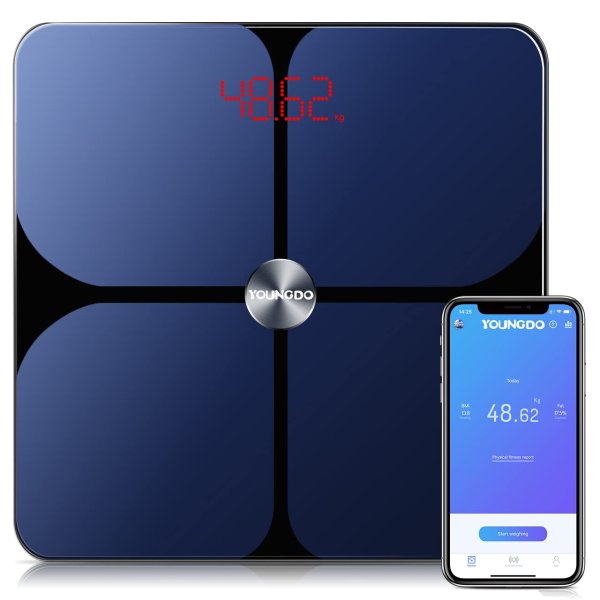 YOUNGDO Weight Scale, Smart Scale for Body Weight, Digital Bathroom Scales BMI Weighing Body Fat Scale