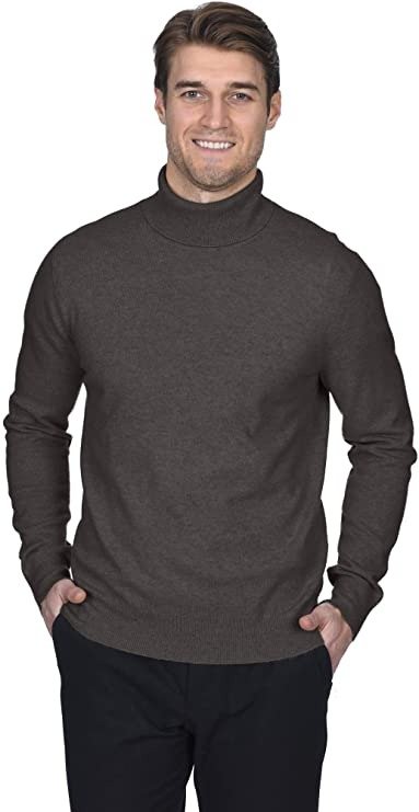 Fusio Men's Turtleneck Sweater Cashmere Merino Wool Long Sleeve Roll Neck Pullover