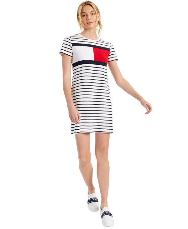 Striped Logo T-Shirt Dress