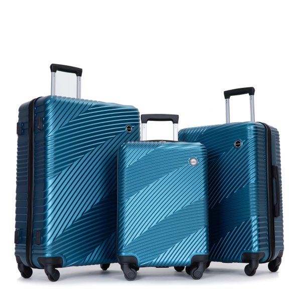 Luggage 3 Piece Set,Suitcase Set with Spinner Wheels Hardside Lightweight Luggage Set 20in24in28in.(Blue)