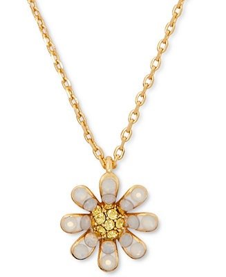 Gold-Tone Crystal & Stone Flower Pendant Necklace, 16" + 3" extender