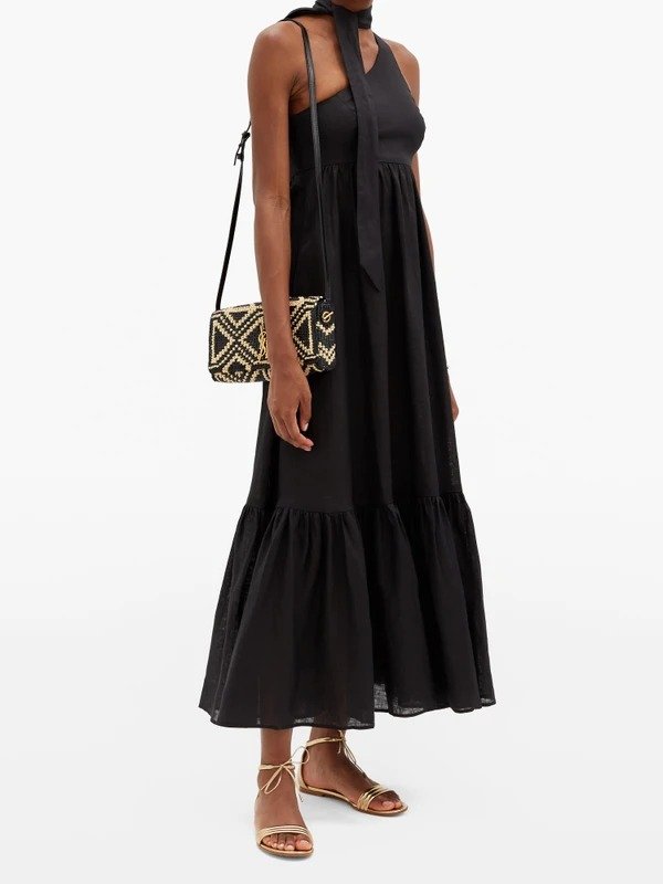 One shoulder sash-neck linen midi dress | Zimmermann | MATCHESFASHION US