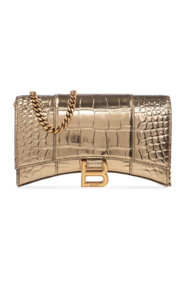 Hourglass Embossed Chain Link Wallet