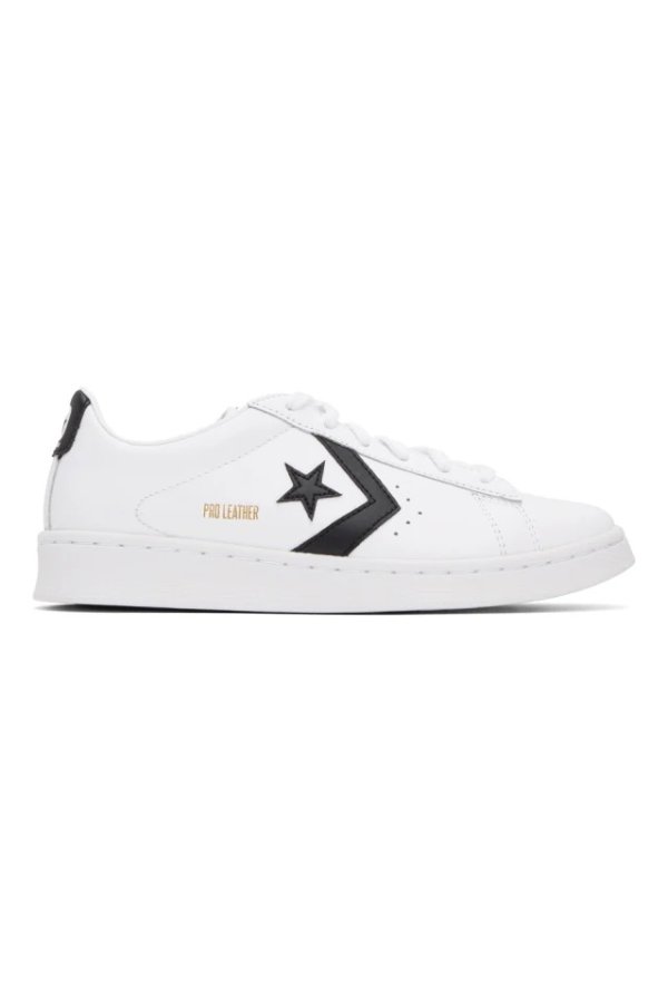 White & Black Pro Leather OX Low Sneakers