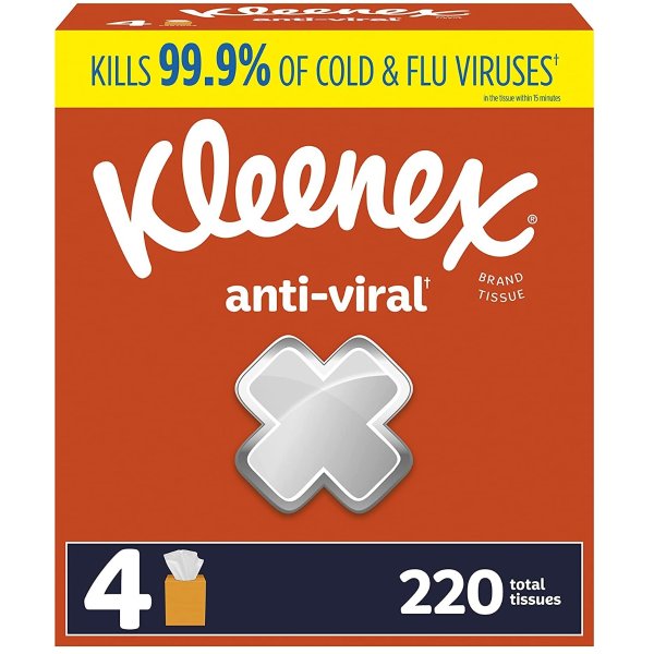 Kleenex 抗病毒3层抽取式纸巾 4盒 220抽