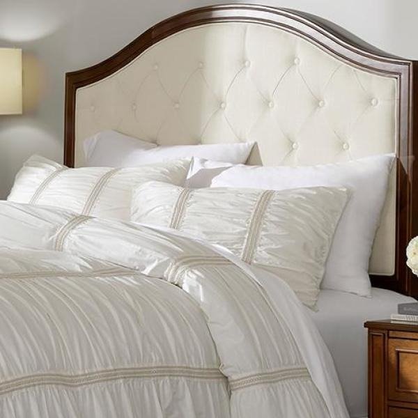 Romany 2-Piece Ivory Cotton Ruched Twin Comforter Set