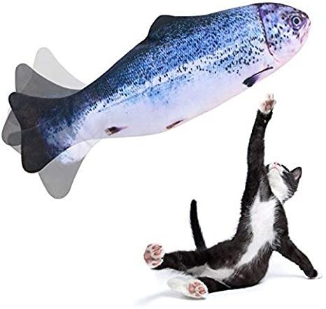 Beewarm Flopping Fish Cat Toy with Catnip Bag - Lifetime Replacement - 7 Types Fish for Choice - Motion Kitten Toy, Plush Interactive Cat Toys, Fun Toy for Cat Exercise