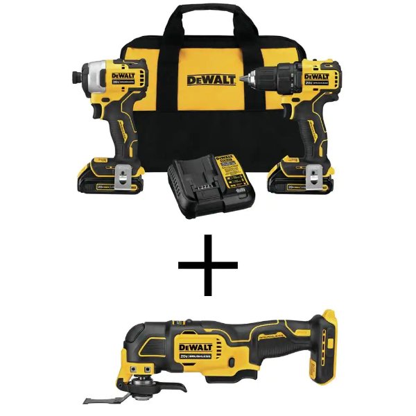 ATOMIC 20-Volt MAX Li-Ion Brushless Cordless Drill/Impact Combo Kit (2-Tool) with Bare Cordless Oscillating Tool