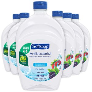 SOFTSOAP Antibacterial Liquid Hand Soap Refill, White Tea and Berry Fusion, 50 Ounce Bottle, Pack of 6