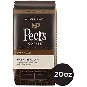Peet's Coffee French Roast Dark Roast Whole Bean Coffee, 20 Ounce