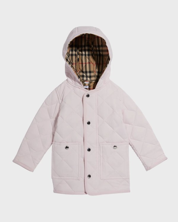 Girl's Reilly Hooded Quilted Coat, Size 6M-2