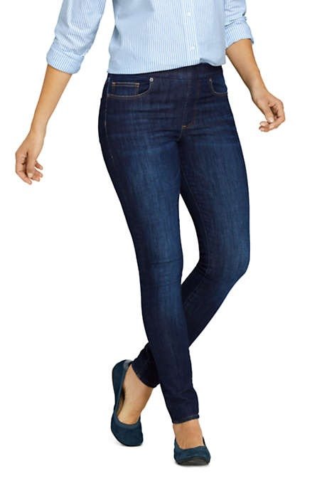 Women's Elastic Waist Pull On Skinny Legging Jeans - Blue