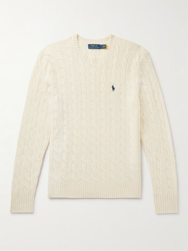 Slim-Fit Cable-Knit Wool and Cashmere-Blend Sweater