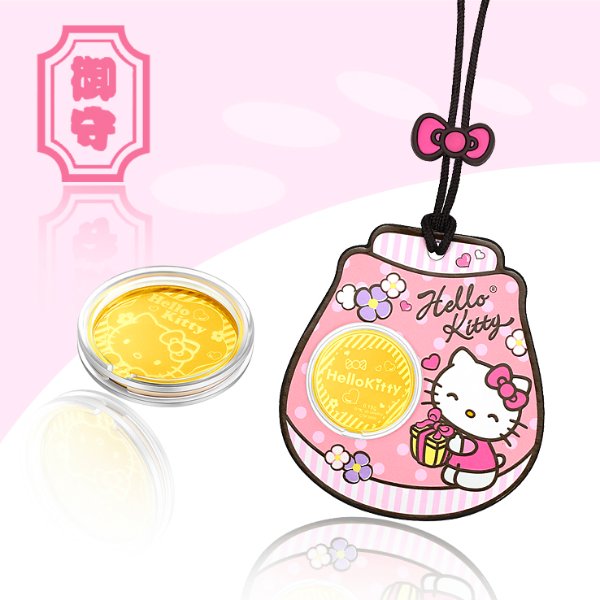 TAI FOOK Hello Kitty 24K Gold Coin Omamori with String