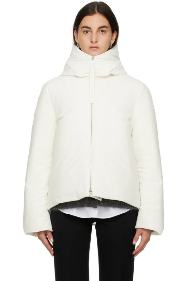 White Hooded Down Jacket