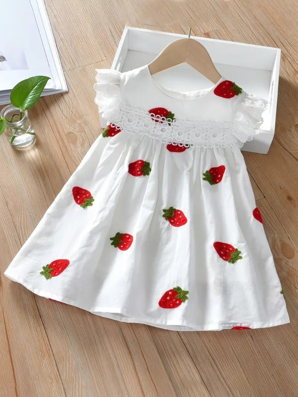 Girls Cute Strawberry Embroidery Sleeveless Dress Clothes For Summer - Clothing, Shoes & Jewelry - Temu