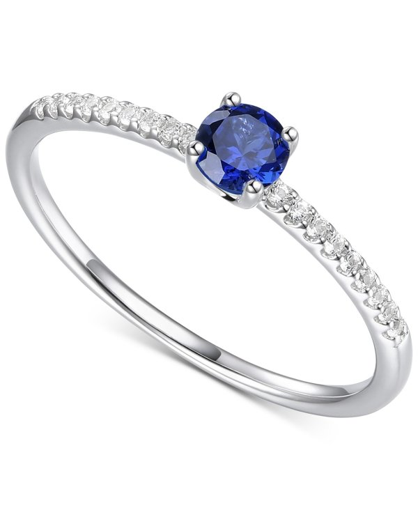 Sapphire (1/3 ct. t.w.) & Diamond (1/10 ct. t.w.) Ring in Sterling Silver (Also in Emerald & Ruby)