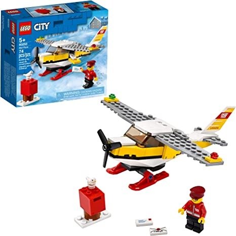 City Mail Plane 60250 Pretend Play Toy, Fun Building Set for Kids, New 2020 (74 Pieces)