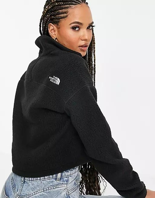 Sherpa cropped fleece in black Exclusive at ASOS