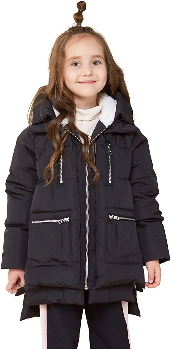 Girl's Thickened Down Coat Water-Resistant Hooded Boy Puffer Jacket Winter Toddler Warm Parka