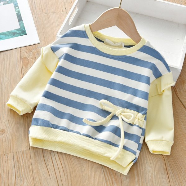 Baby / Toddler Girl Bowknot Striped Pullover