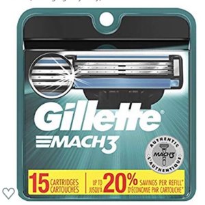 Gillette Mach3 Men’s Razor Blade Refills, Mens Razors / Blades, 15 Count