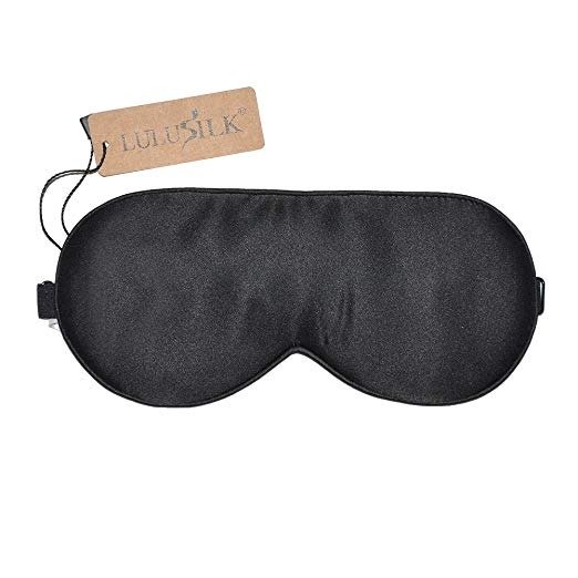 Mulberry Silk Sleep Eye Mask & Blindfold with Adjustable Strap, Soft Eye Cover for Women Men Night Sleeping, Travel, Nap(Black)