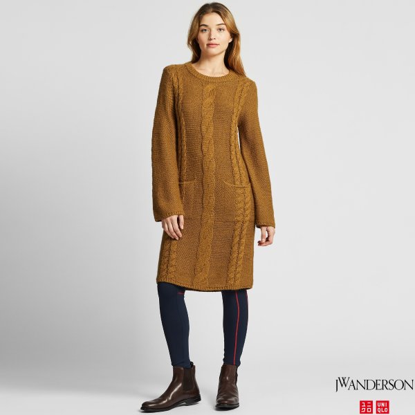 WOMEN CABLE LONG-SLEEVE DRESS (JW ANDERSON)
