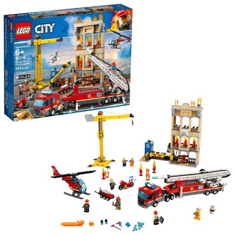 LegoCity Fire Downtown Fire Brigade 60216 Firetruck and Helicopter Rescue Toy