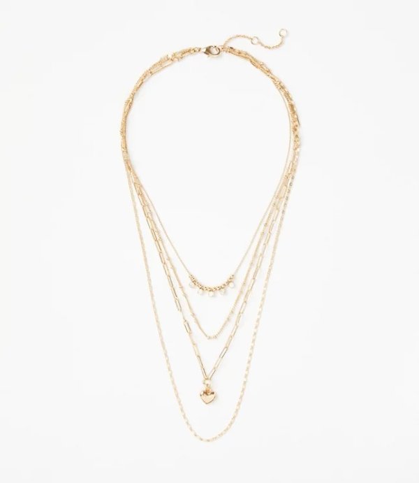 Shimmer Heart Layered Necklace | LOFT