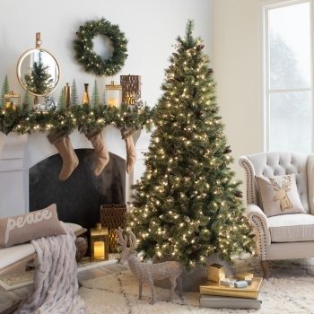 Pre-lit Glittery Gold Pine Christmas Tree