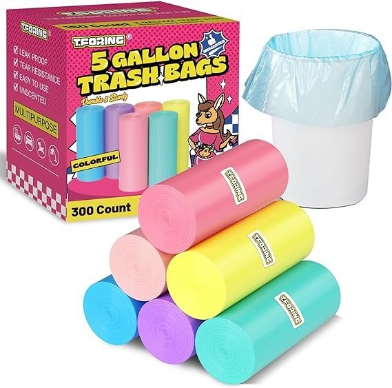 Medium Trash Bags, 6-8 Gallon White Garbage Bags Trash Can Liners for  Bathroom, Bedroom, Office, Unscented (50 Count)
