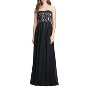 Rebecca Taylor Strapless Lace Studded Gown