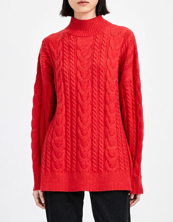 红色针织毛衣