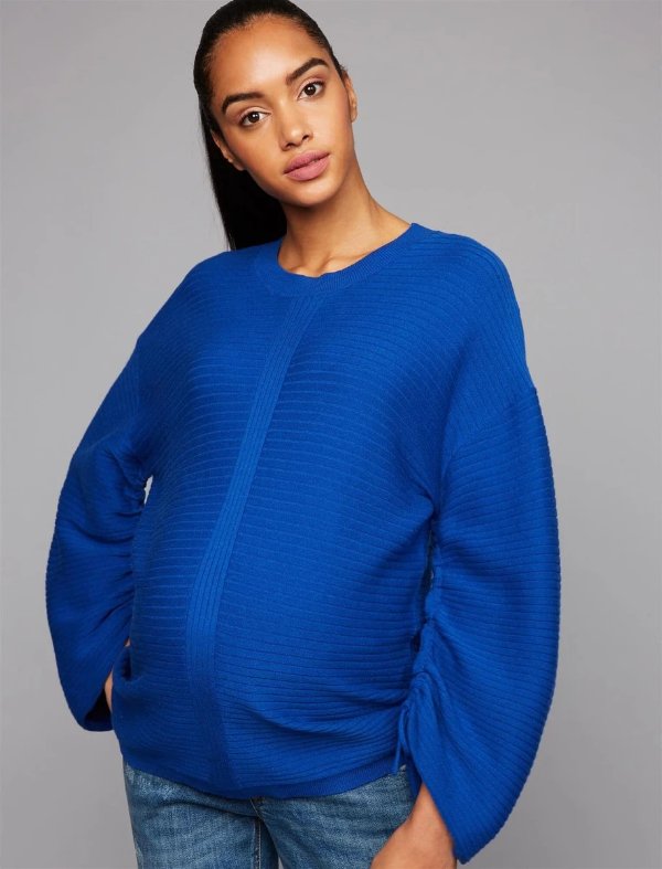 Rag Poets Rib Knit Sleeve Detail Maternity Sweater
