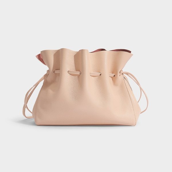 Soft Bag With Drawstring In Rosa And Blush Lambskin