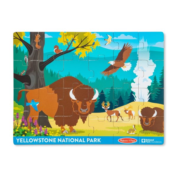 Yellowstone National Park Wooden Jigsaw Puzzle – 24 Pieces, Animal and Plant ID Guide - FSC Certified