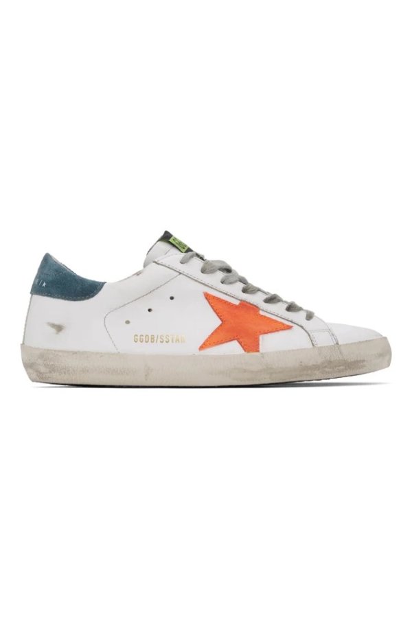 White & Orange Superstar Sneakers