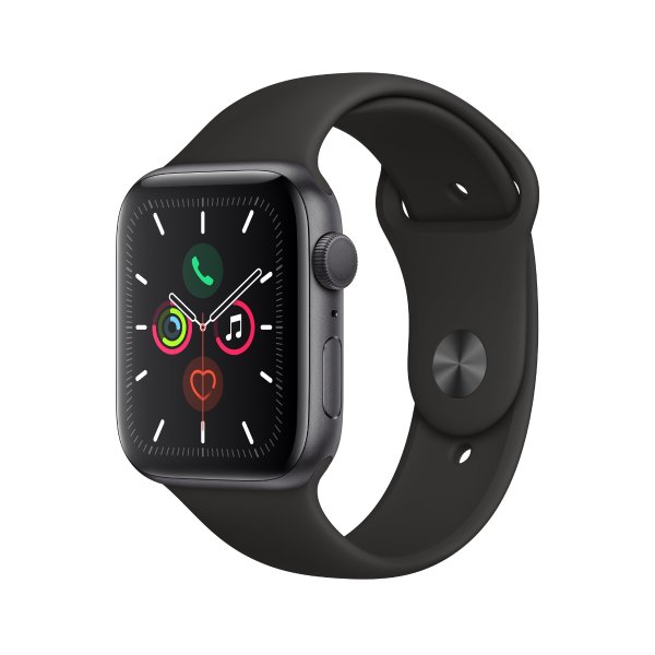 Watch Series 5 GPS, 44mm Space Gray Aluminum Case with Black Sport Band - S/M & M/L