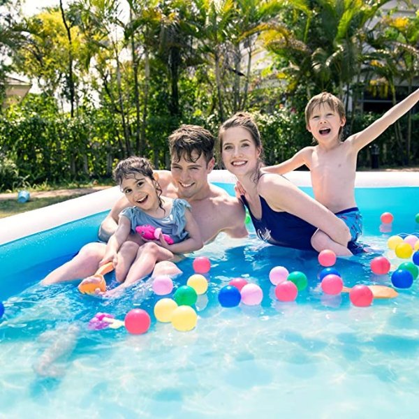 Inflatable Pool, Blow Up Family Full-Sized Pool for Kids, Toddlers, Infant & Adult, 118" X 72" X 20", Swim Center for Ages 3+, Outdoor, Garden, Backyard, Summer Water Party
